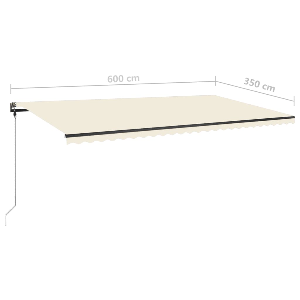 vidaXL Copertină retractabilă manual cu LED, crem, 600x350 cm