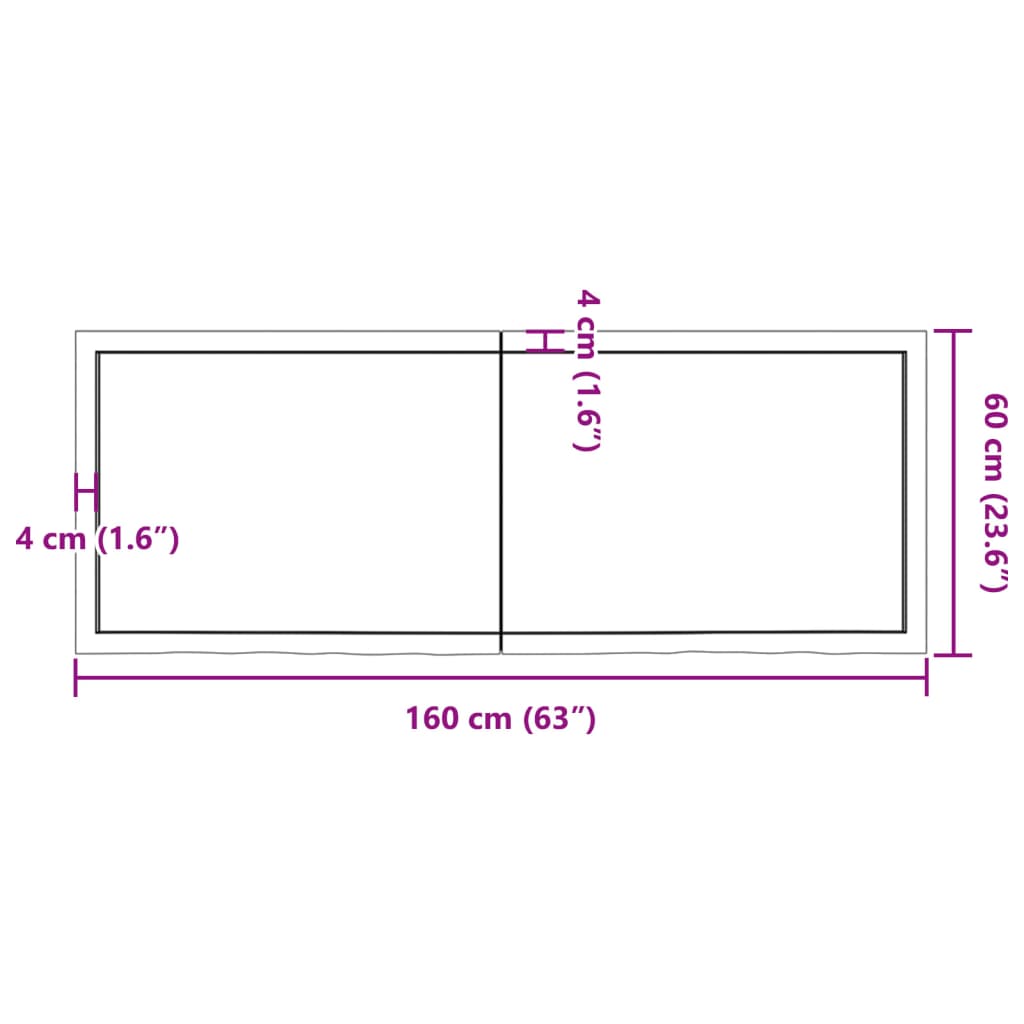 vidaXL Blat de baie, maro închis, 160x60x(2-4) cm, lemn masiv tratat