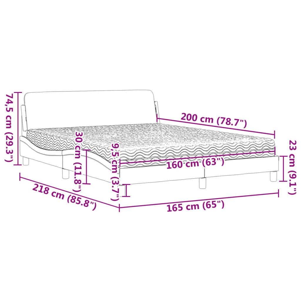 vidaXL Pat cu saltea, albastru, 160x200 cm, catifea