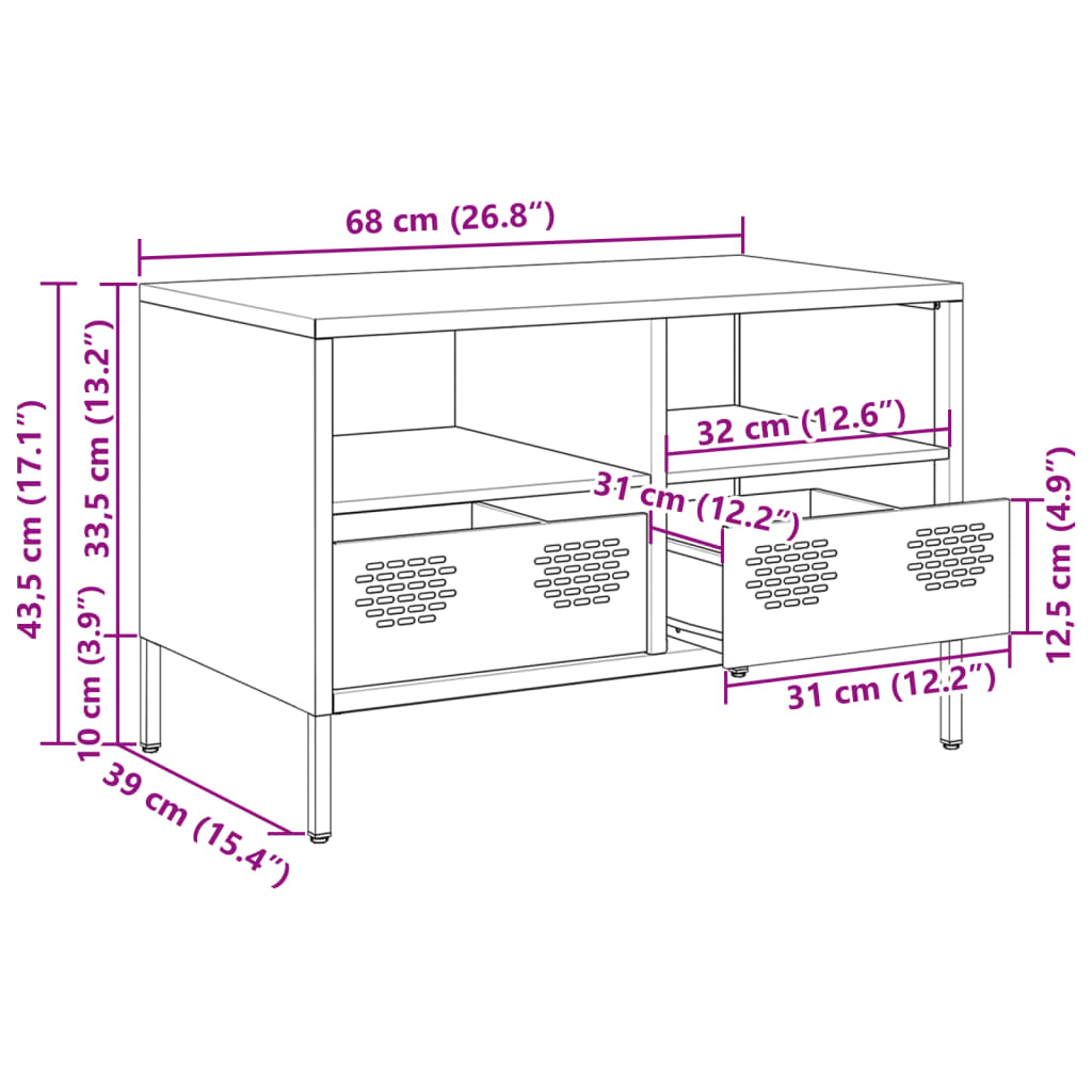 vidaXL Dulap TV, antracit, 68x39x43,5 cm, oțel laminat la rece