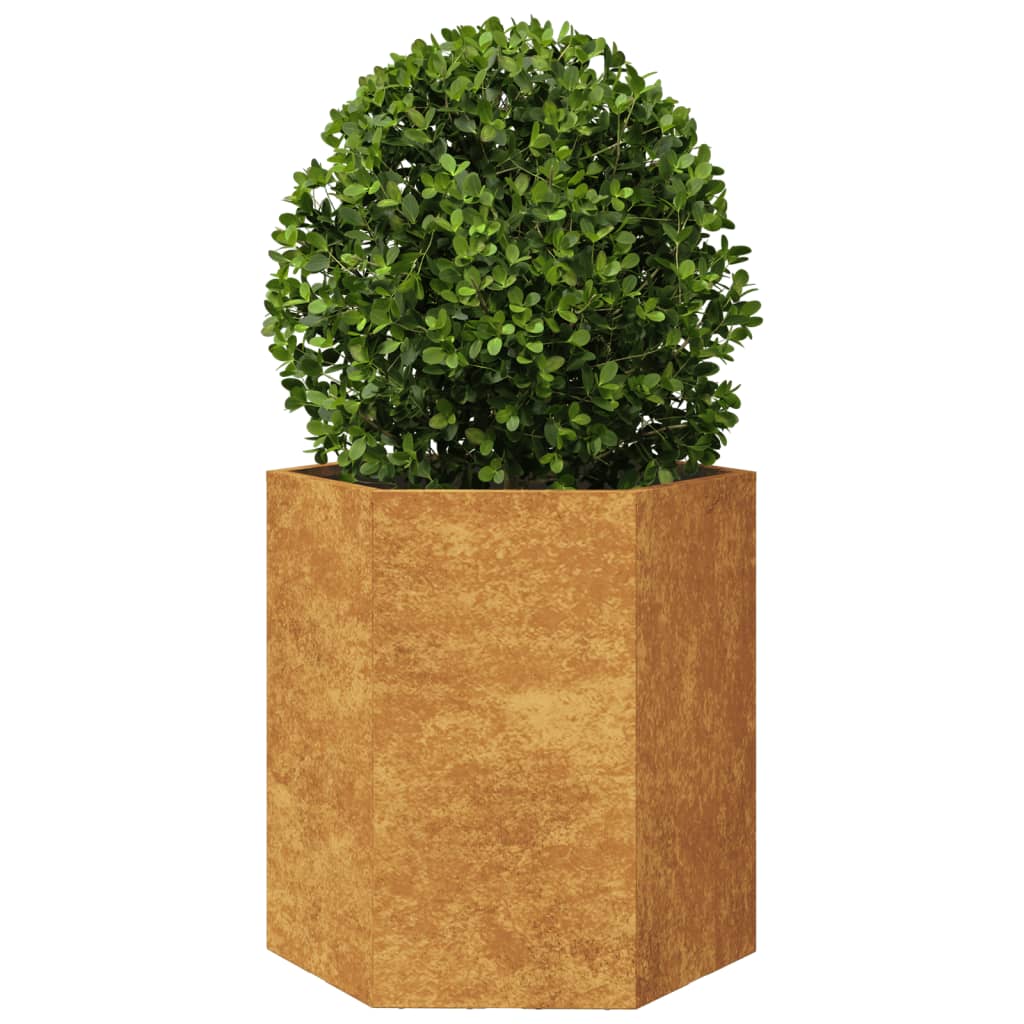 vidaXL Jardinieră de grădină 46x40x45 cm oțel corten hexagonal