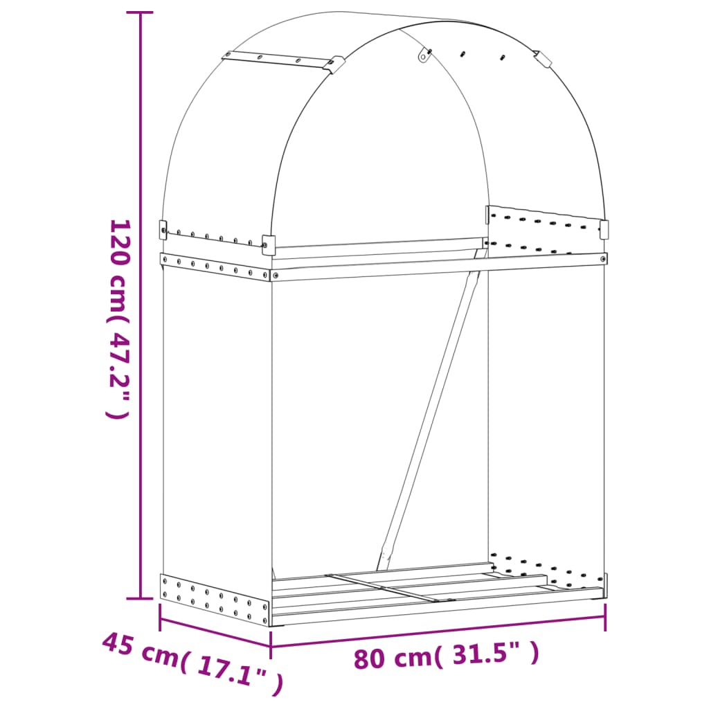 vidaXL Suport pentru bușteni verde 80x45x120 cm oțel galvanizat