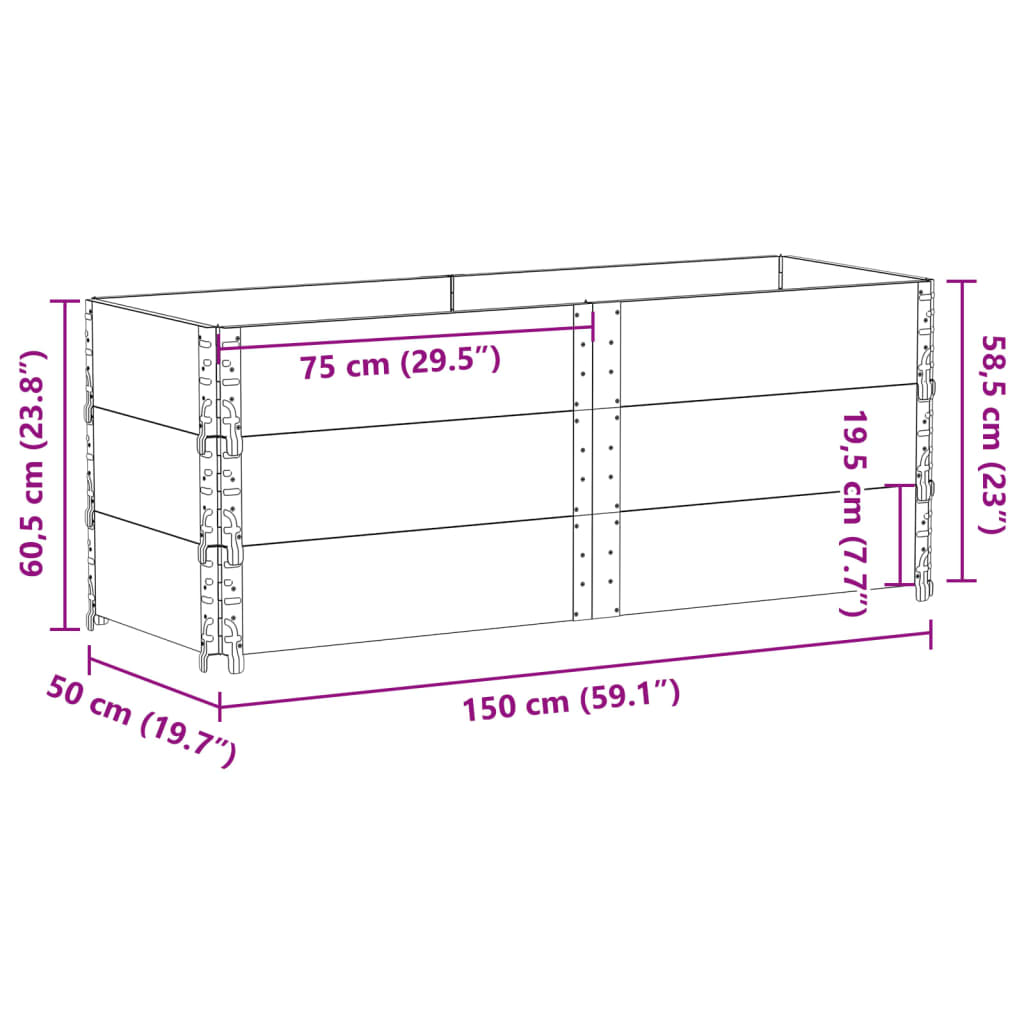 vidaXL Jardinieră de grădină, gri, 150x50 cm, lemn masiv pin