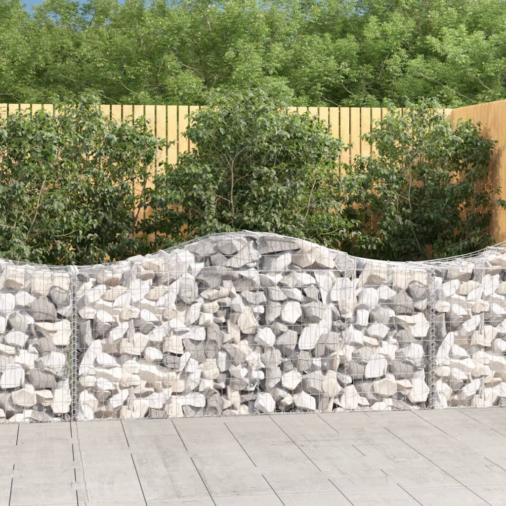 vidaXL Coșuri gabion arcuite 15 buc, 200x50x80/100 cm, fier galvanizat