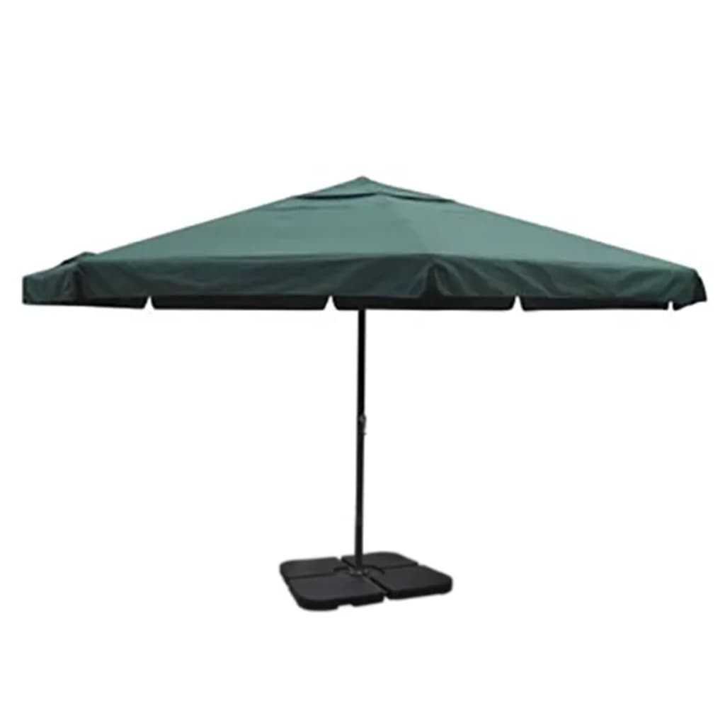 vidaXL Umbrelă de soare de grădină din aluminiu, bază portabilă, verde