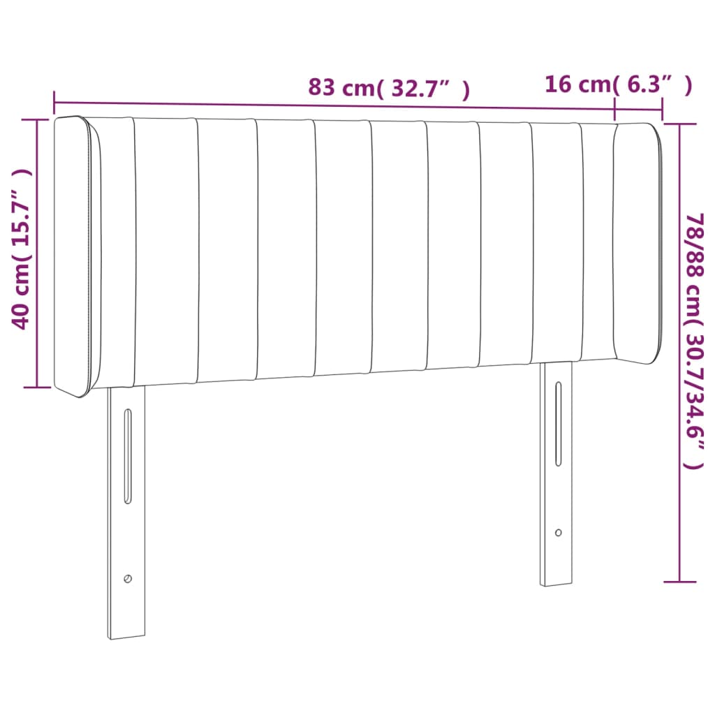 vidaXL Tăblie de pat cu LED, albastru, 83x16x78/88 cm, textil