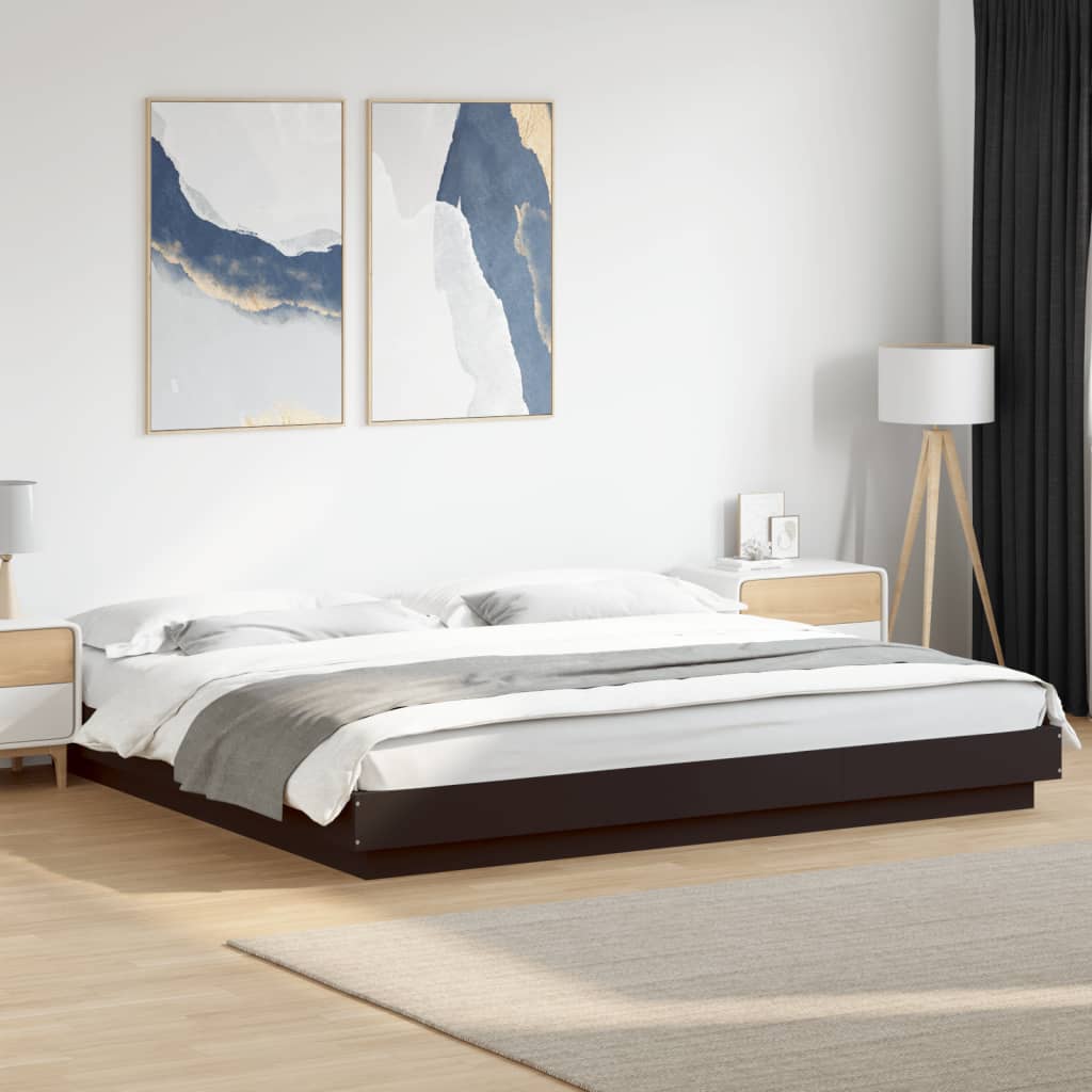 vidaXL Cadru de pat cu lumini LED, negru, 200x200 cm, lemn prelucrat