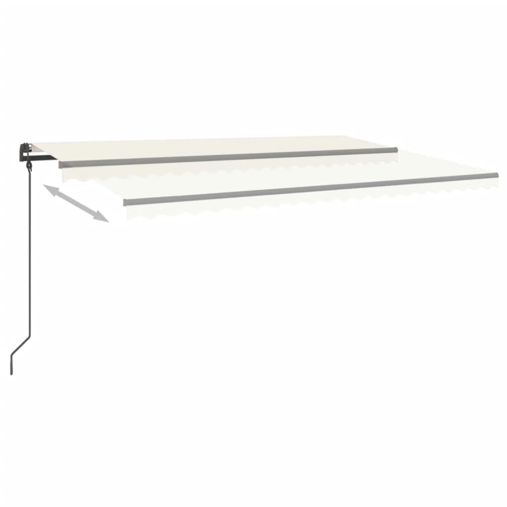 vidaXL Copertină retractabilă manual, cu LED, crem, 5x3 m