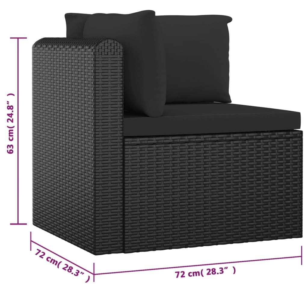 vidaXL Set mobilier de grădină cu perne, 10 piese, negru, poliratan