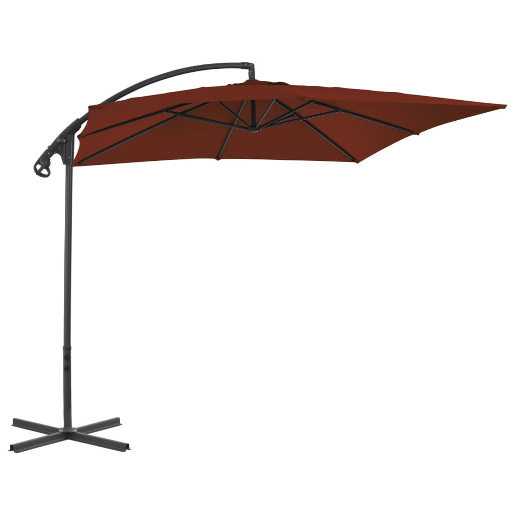 vidaXL Umbrelă suspendată cu stâlp din oțel, teracota, 250 x 250 cm