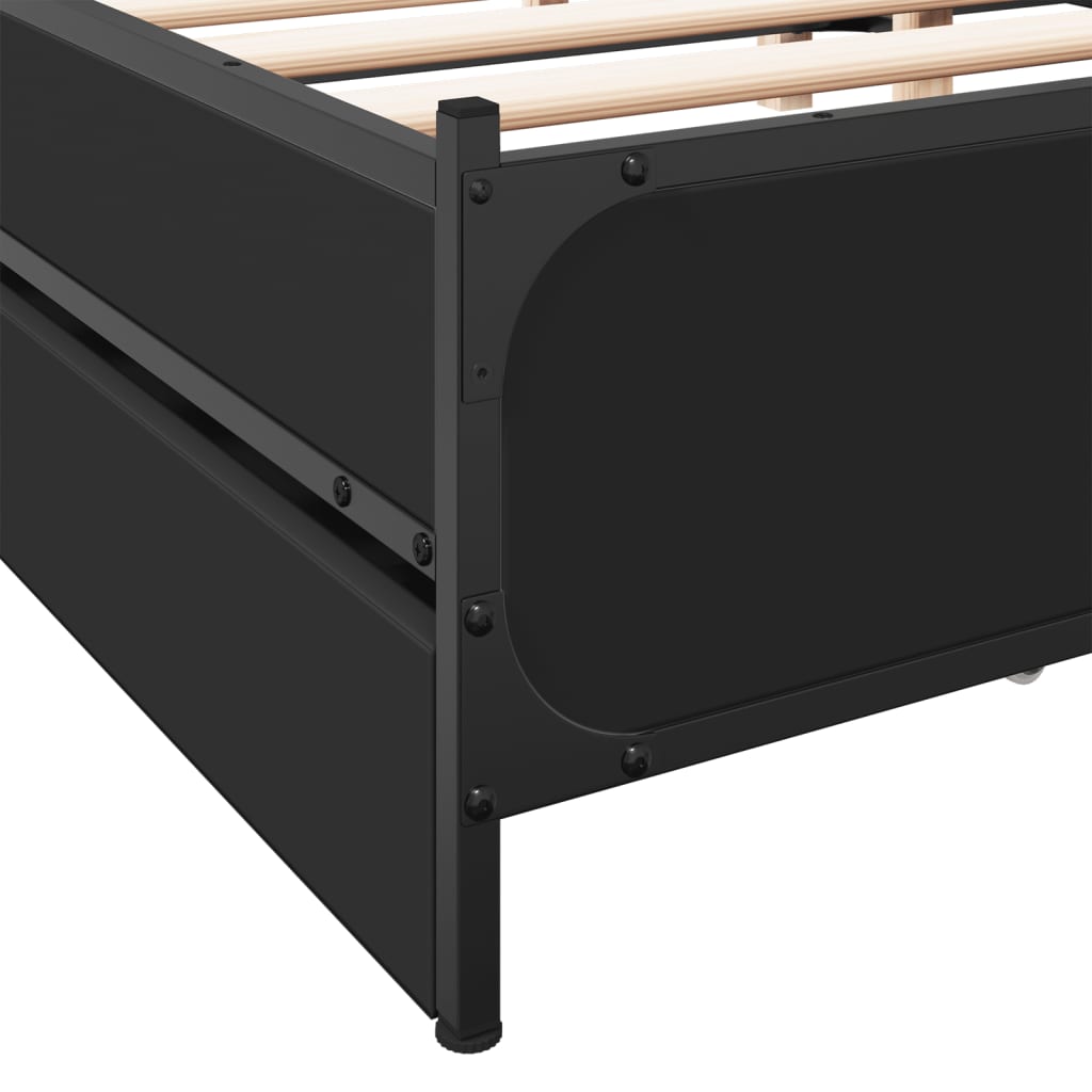 vidaXL Cadru pat cu sertare negru extralucios 150x200cm lemn prelucrat