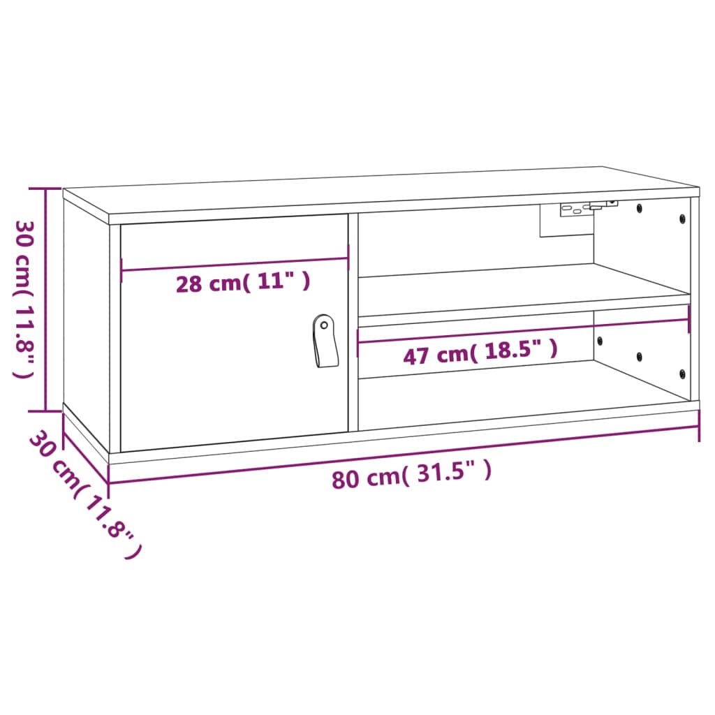 vidaXL Dulap de perete, maro miere, 80x30x30 cm, lemn masiv de pin