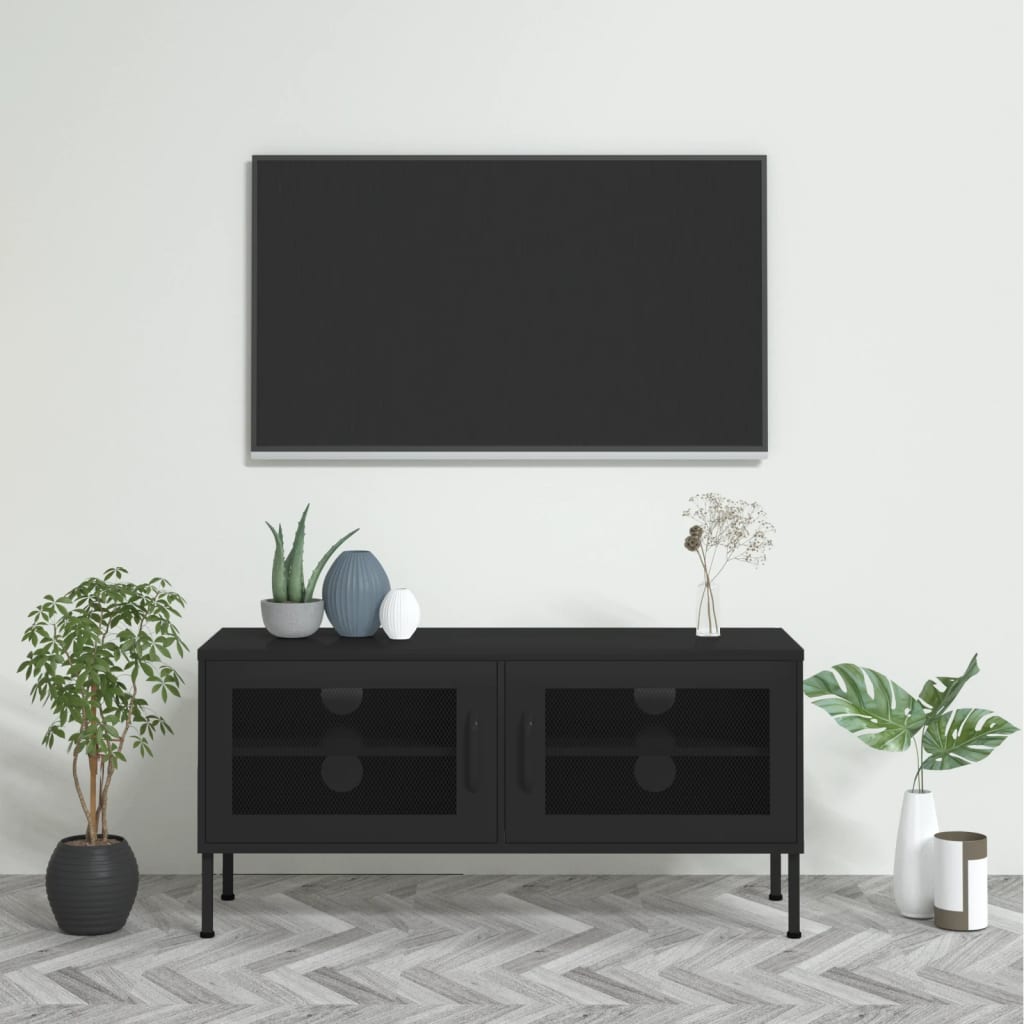 vidaXL Comodă TV, negru, 105x35x50 cm, oțel