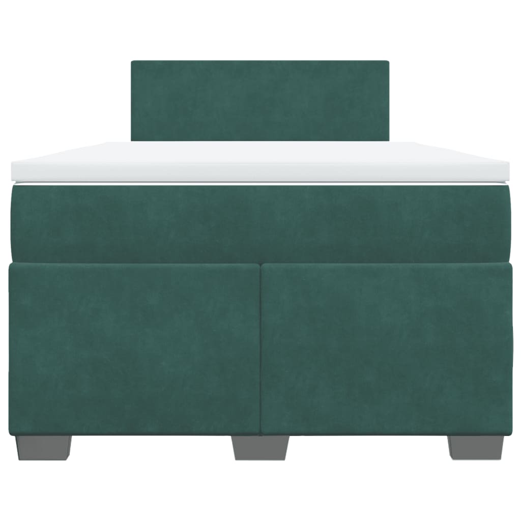 vidaXL Pat box spring cu saltea, verde închis, 120x200 cm, catifea