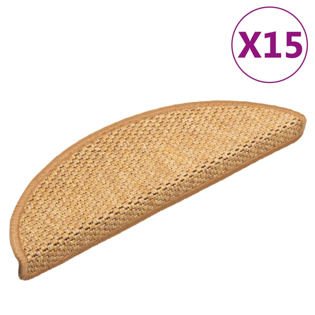 vidaXL Covorașe scări autoadezive 15 buc. sisal 56x17x3 aspect sisal