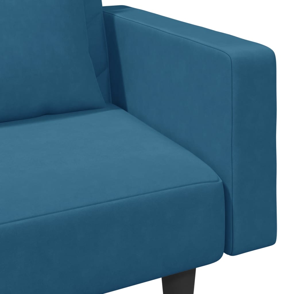 vidaXL Set de canapele cu perne, 2 piese, albastru, catifea