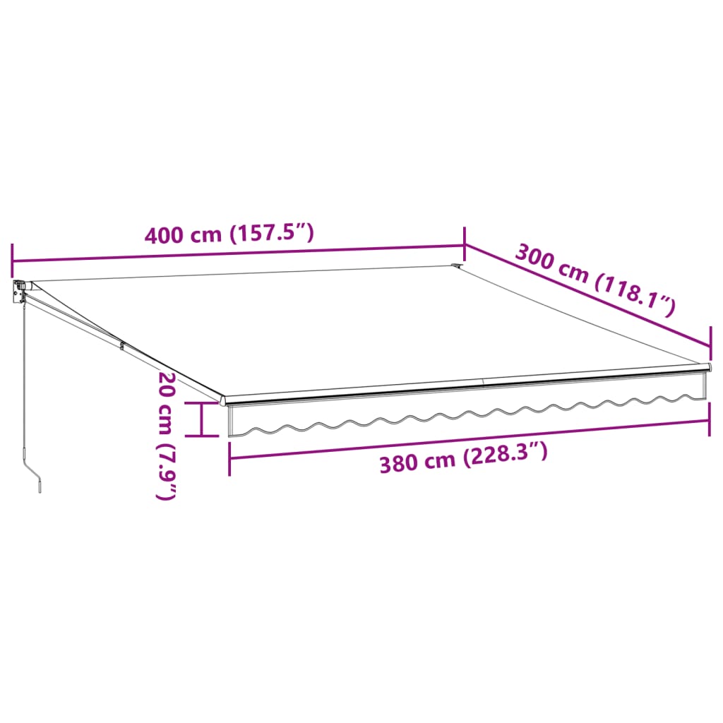 vidaXL Copertină retractabilă manual, maro, 400x300 cm