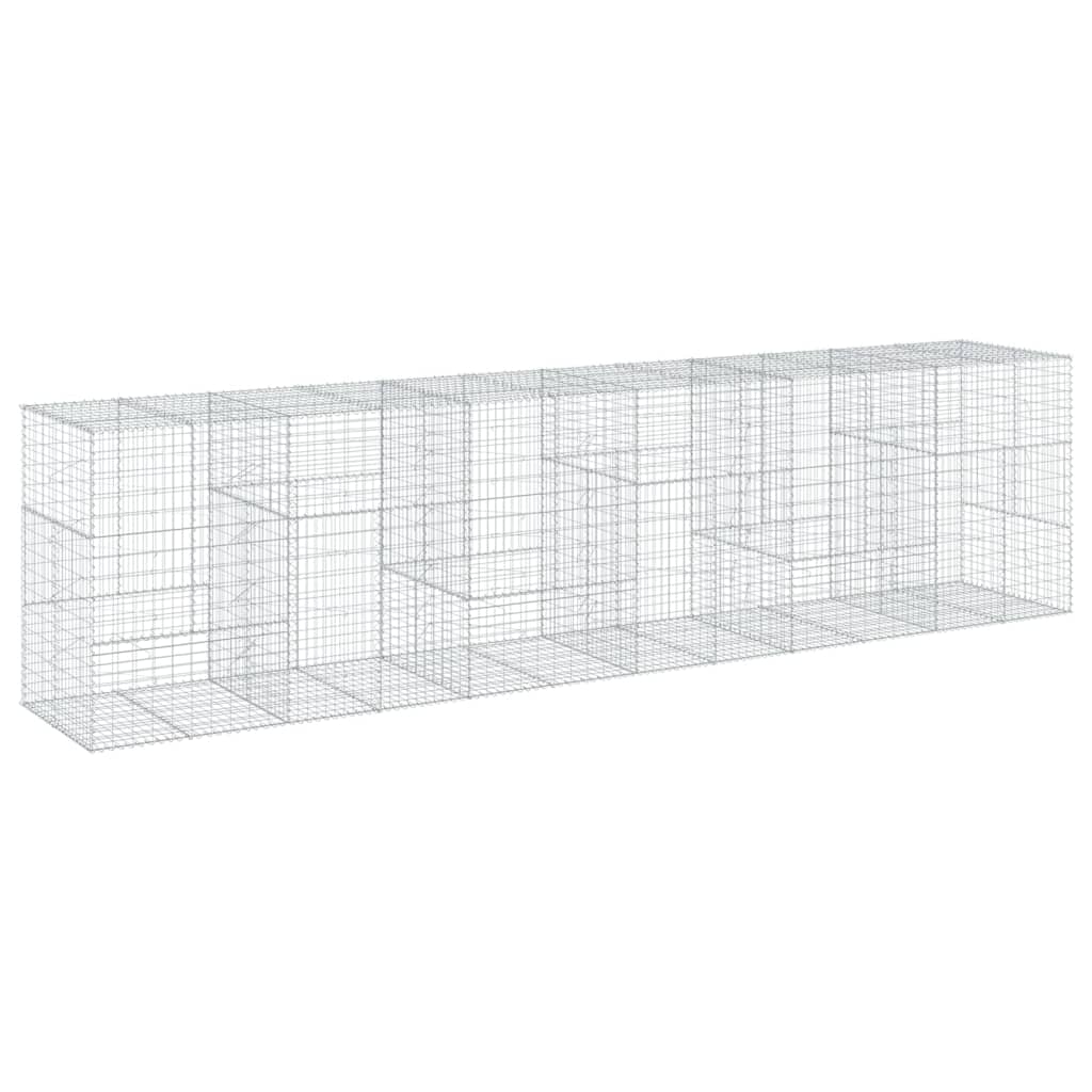 vidaXL Coș gabion cu capac, 600x100x150 cm, fier galvanizat