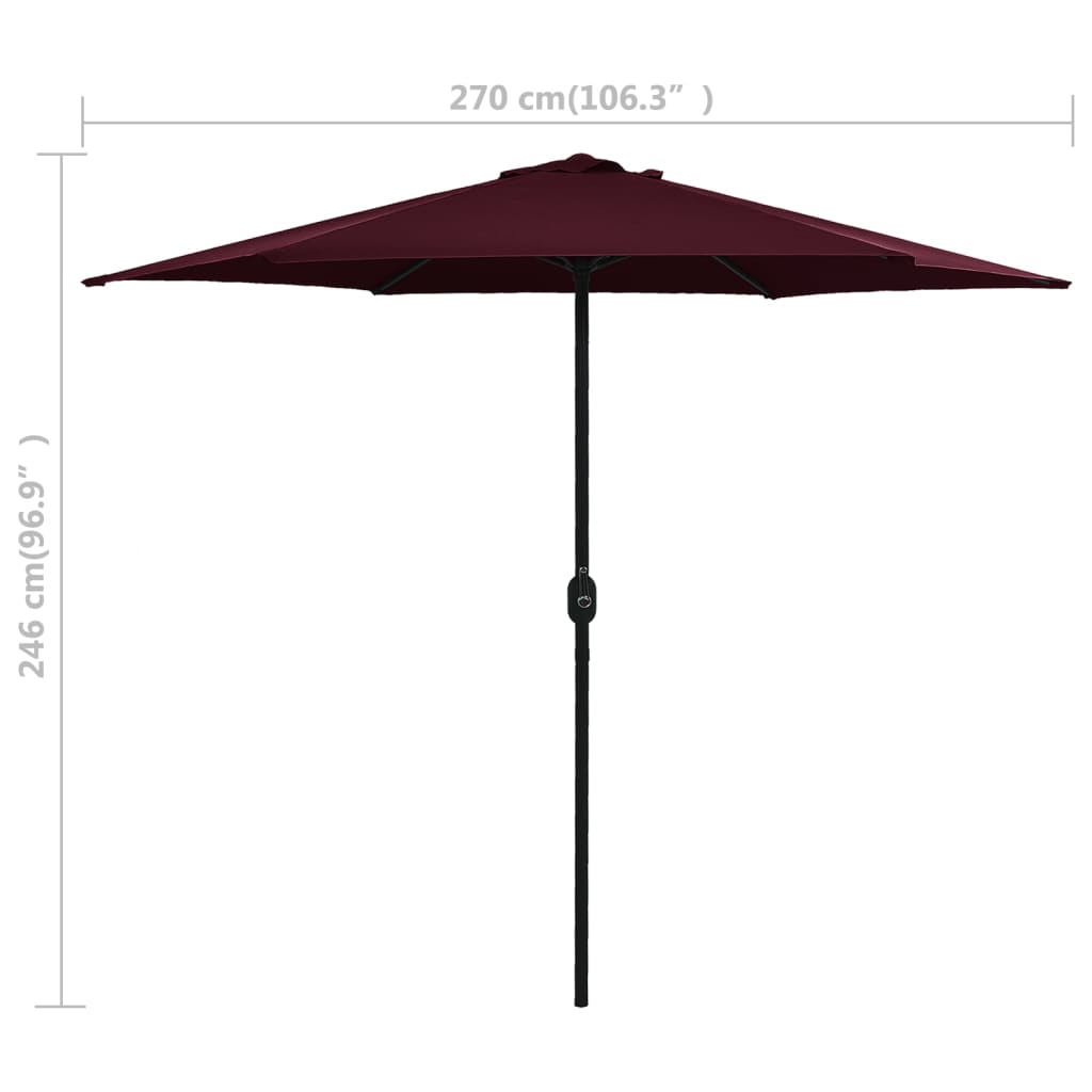 vidaXL Umbrelă de soare cu stâlp aluminiu, roșu închis, 270 x 246 cm