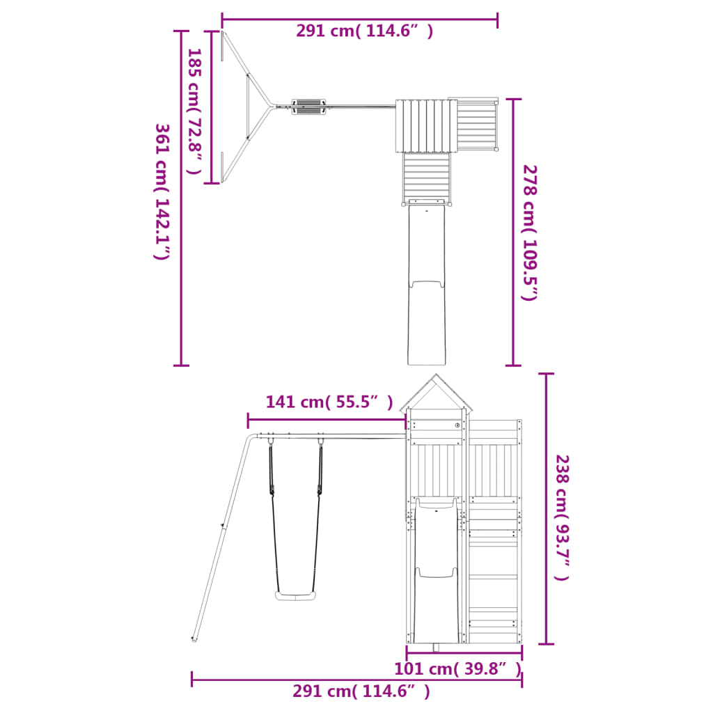 vidaXL Set de joacă pentru exterior, lemn de pin impregnat