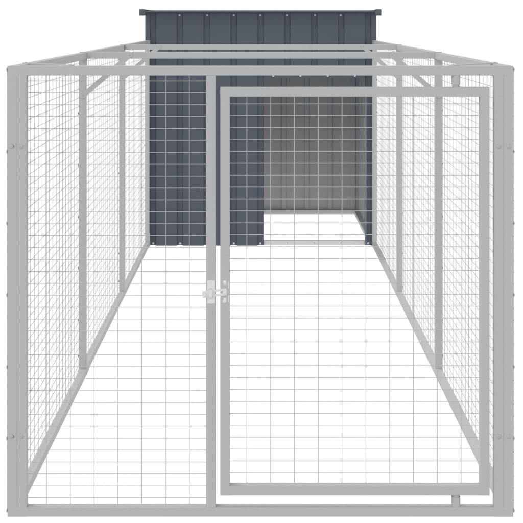 vidaXL Cușcă câine cu țarc antracit 110x405x110 cm oțel galvanizat