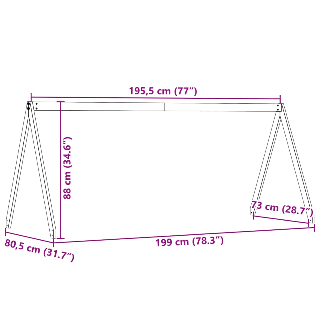 vidaXL Acoperiș Pat Copii, maro, 199x80,5x88 cm Lemn Mass Pin