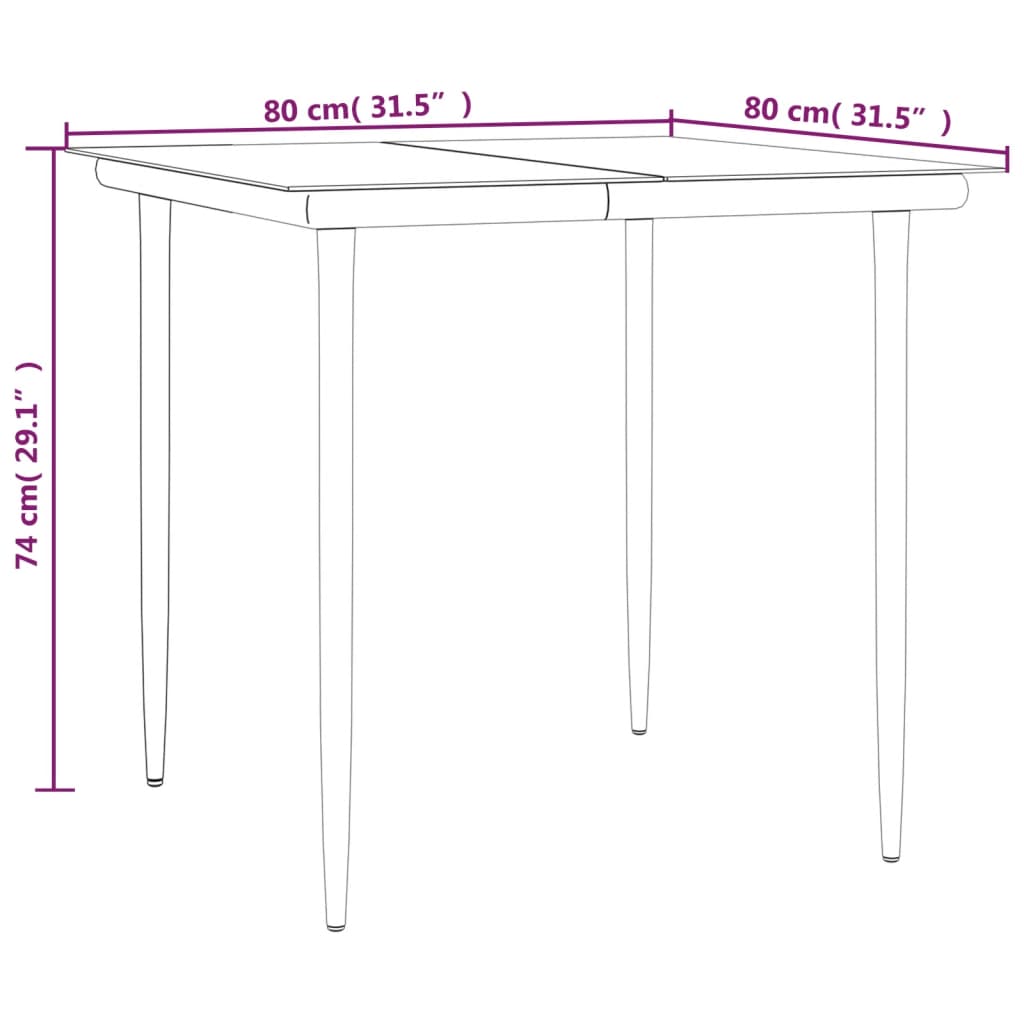 vidaXL Set mobilier de grădină, 3 piese, gri&negru, poliratan și oțel