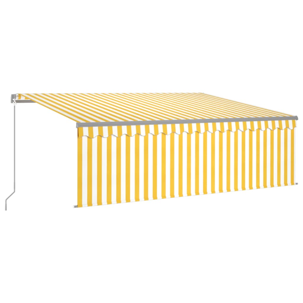 vidaXL Copertină retractabilă manual cu stor&LED, galben&alb, 4,5x3 m