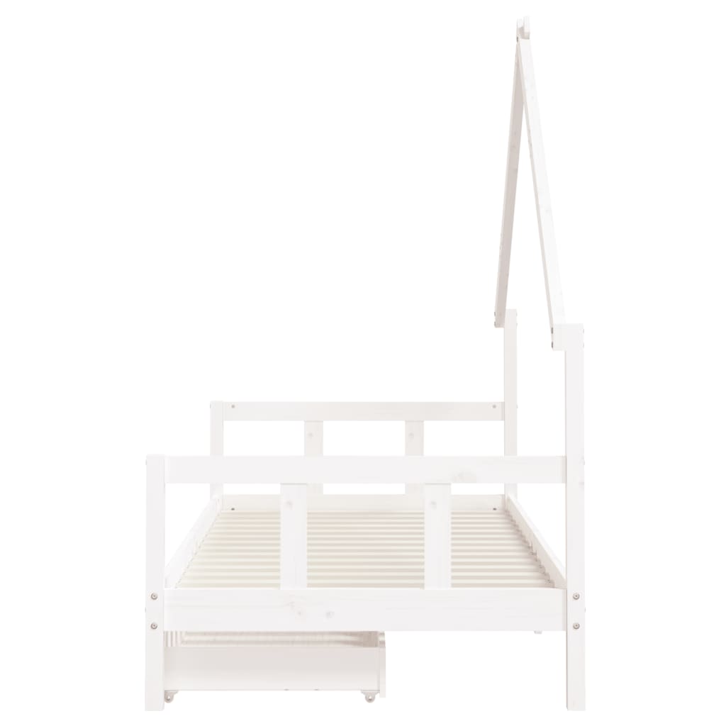 vidaXL Cadru de pat pentru copii, alb, 90x190 cm, lemn masiv de pin