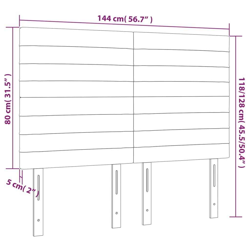 vidaXL Tăblie de pat cu LED, gri închis, 144x5x118/128 cm, catifea