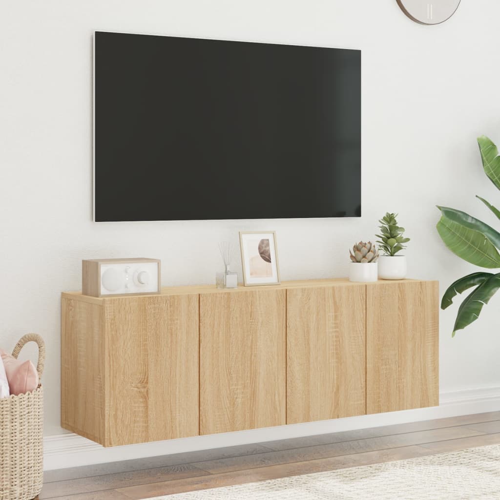 vidaXL Comodă TV de perete, 2 buc. stejar sonoma, 60x30x41 cm