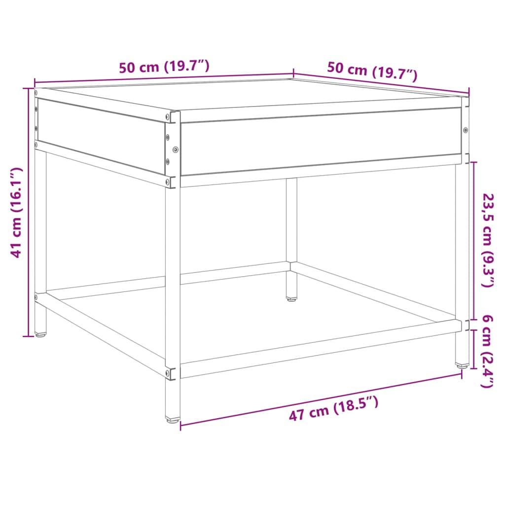 vidaXL Măsuță de cafea cu LED infinity, stejar sonoma, 50x50x41 cm