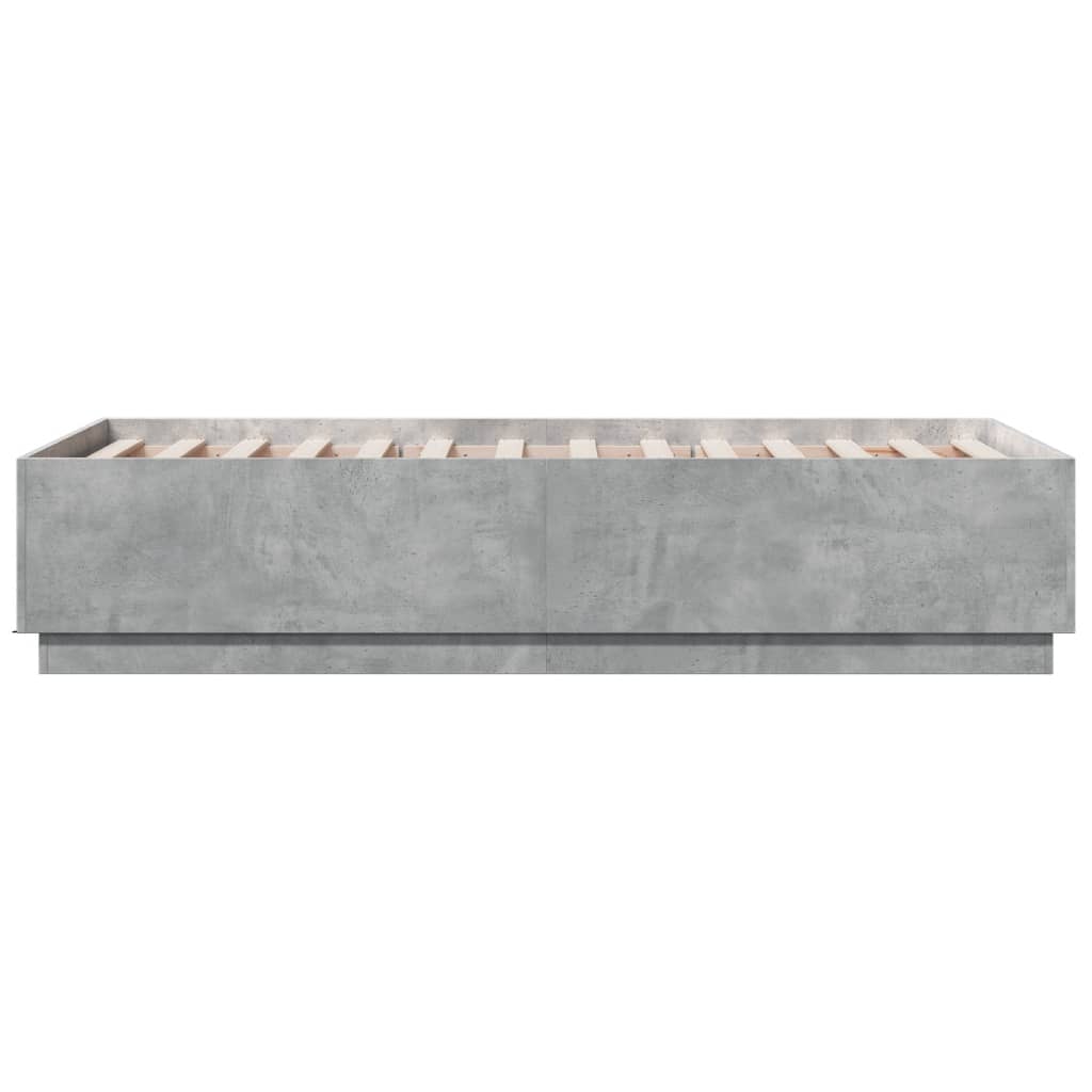 vidaXL Cadru de pat, gri beton, 90x190 cm, lemn prelucrat