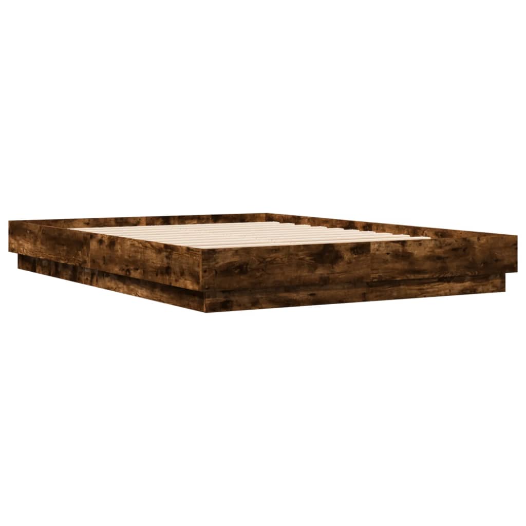 vidaXL Cadru de pat, stejar fumuriu, 120x200 cm, lemn prelucrat