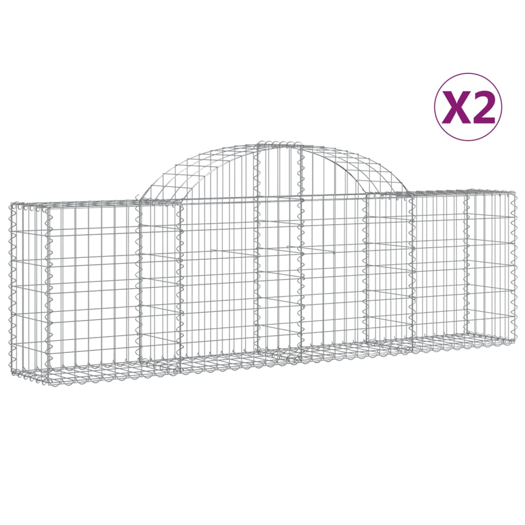 vidaXL Coșuri gabion arcuite 2 buc, 200x30x60/80 cm, fier galvanizat