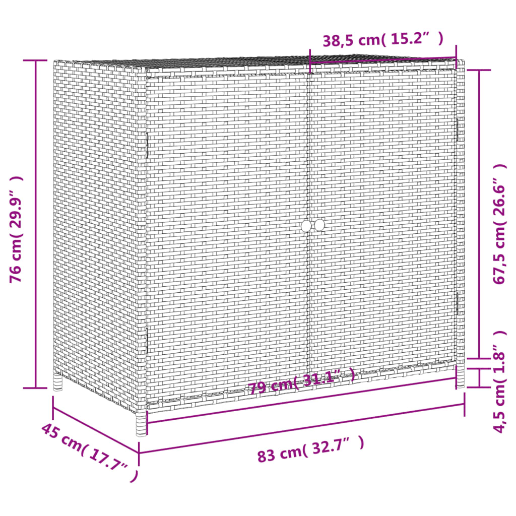 vidaXL Dulap depozitare de grădină, gri, 83x45x76 cm, poliratan