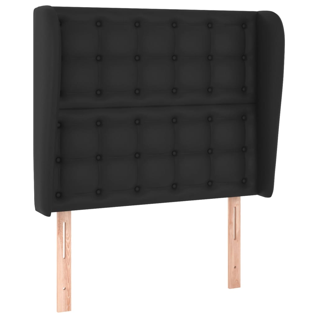 vidaXL Tăblie de pat cu aripioare, negru, 103x23x118/128 cm, piele eco