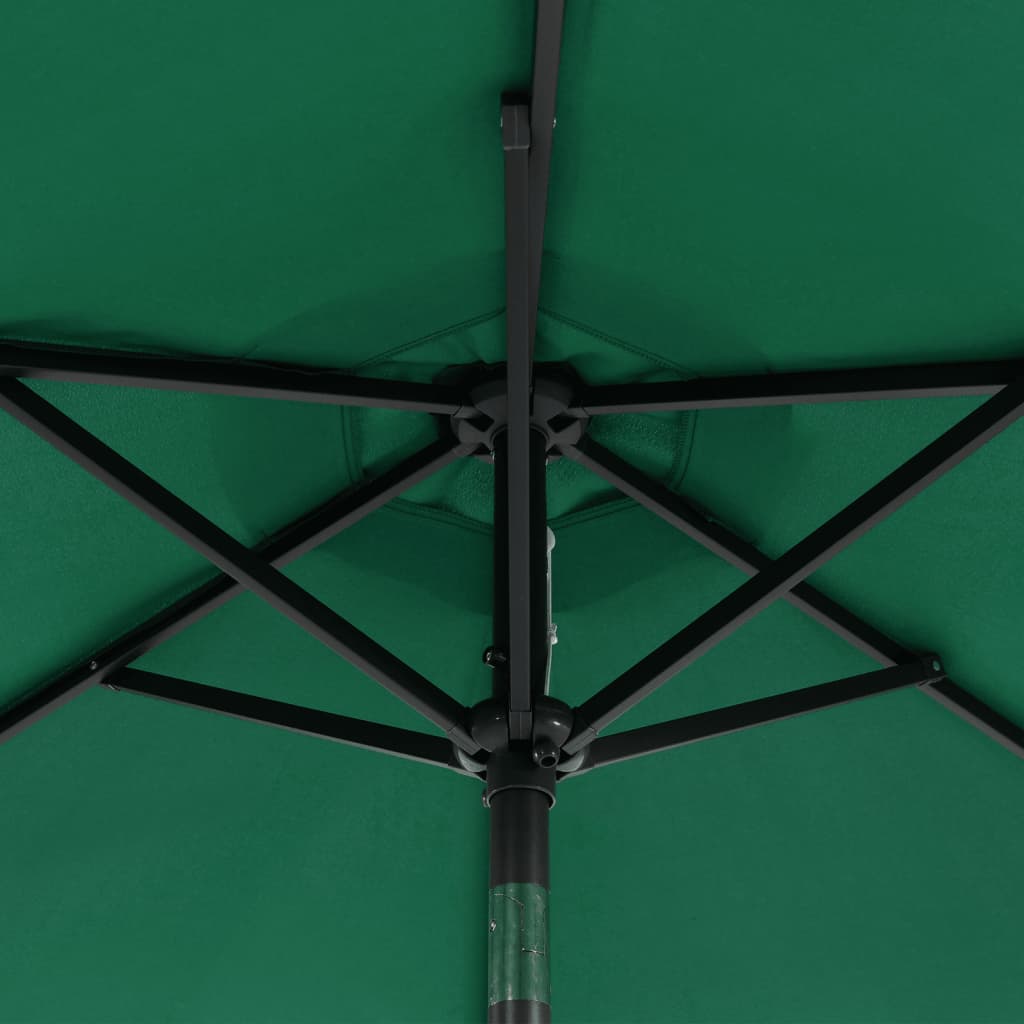 vidaXL Umbrelă soare de grădină stâlp din oțel/LED verde 225x225x212cm