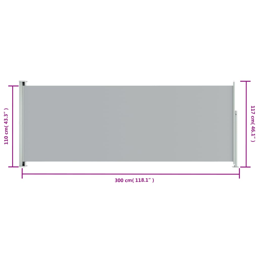 vidaXL Copertină laterală retractabilă de terasă, gri, 117x300 cm