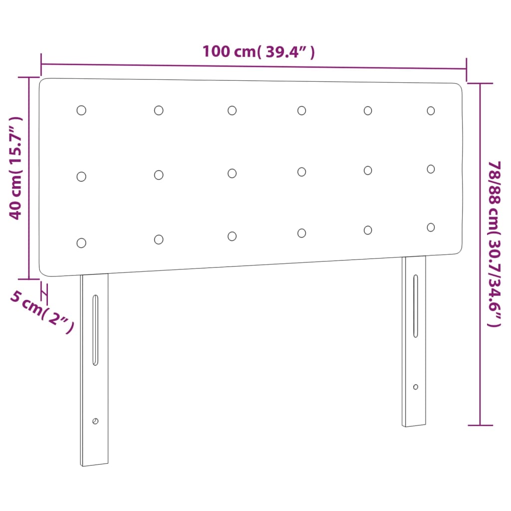 vidaXL Tăblie de pat cu LED, gri taupe, 100x5x78/88 cm, textil