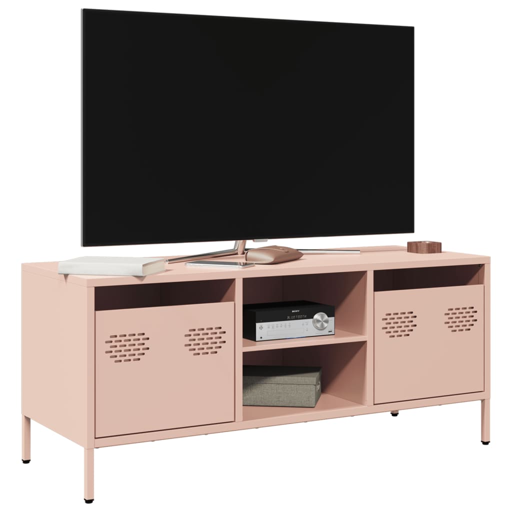 vidaXL Dulap TV, roz, 101,5x39x43,5 cm, oțel laminat la rece