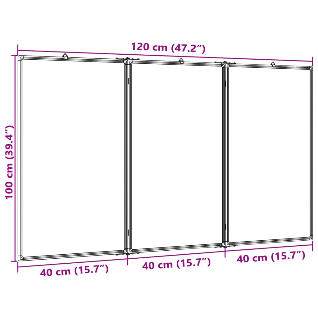 vidaXL Tablă magnetică pliabilă, alb, 120x100x1,7 cm, aluminiu