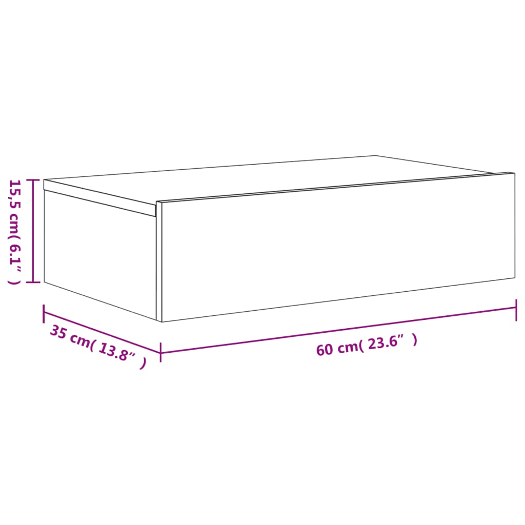 vidaXL Comodă TV cu lumini LED, stejar sonoma, 60x35x15,5 cm