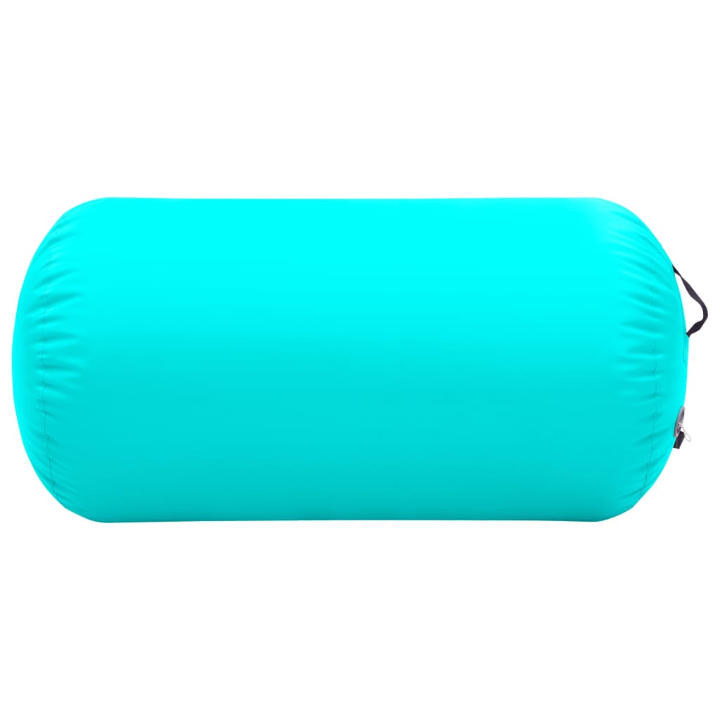 vidaXL Rulou de gimnastică gonflabil cu pompă, verde, 120 x 90 cm, PVC