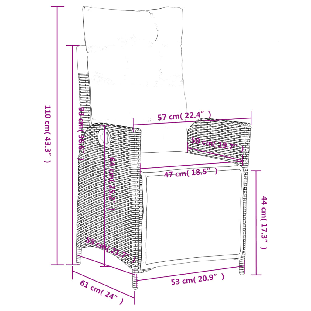 vidaXL Set mobilier de grădină cu perne, 4 piese, negru, poliratan