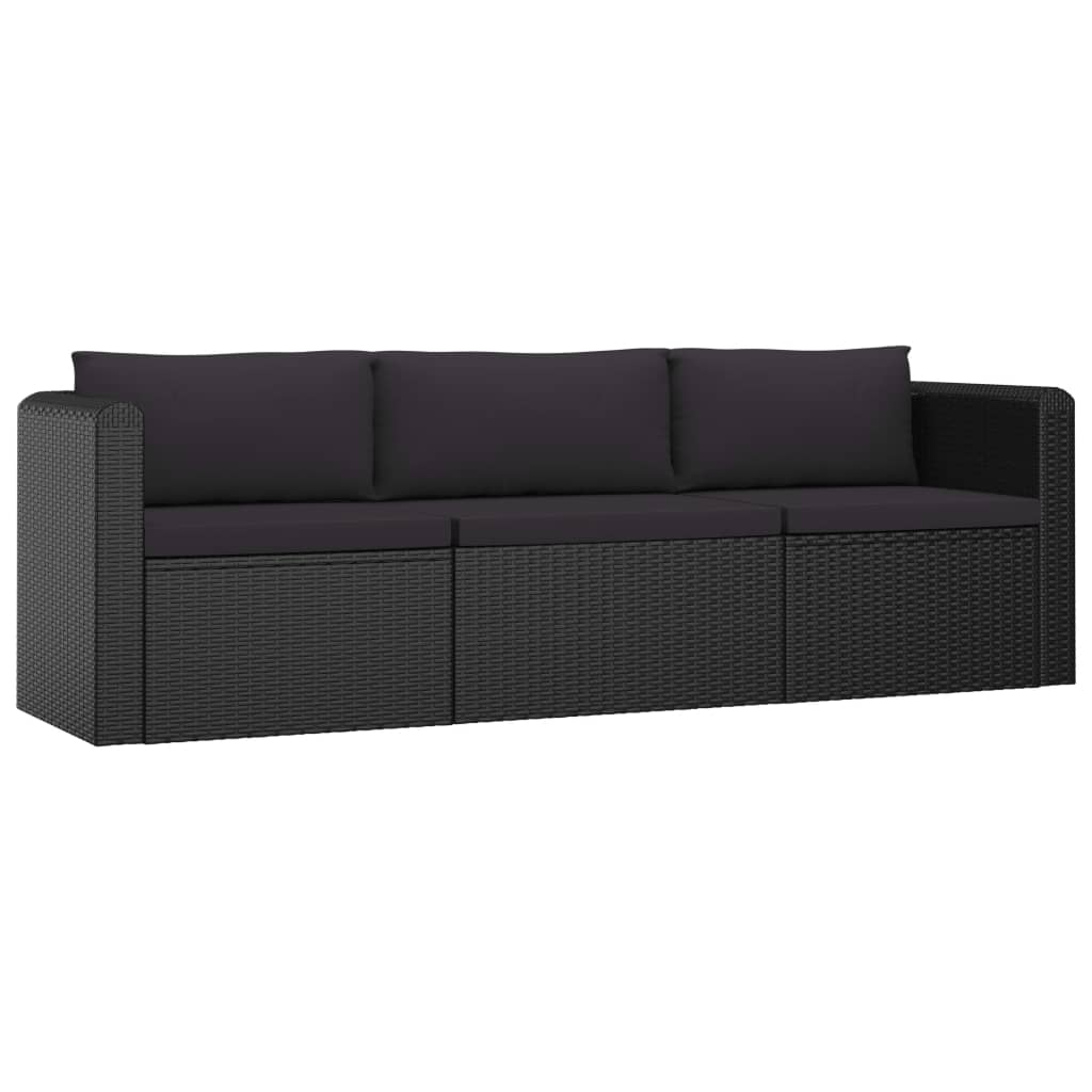 vidaXL Set mobilier de grădină cu perne, 10 piese, negru, poliratan