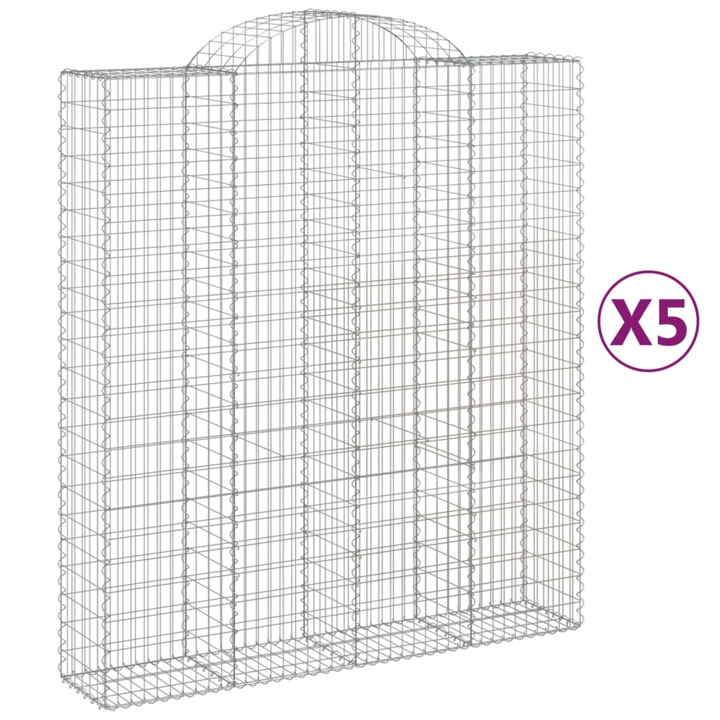 vidaXL Coșuri gabion arcuite, 5 buc, 200x50x220/240cm, fier galvanizat