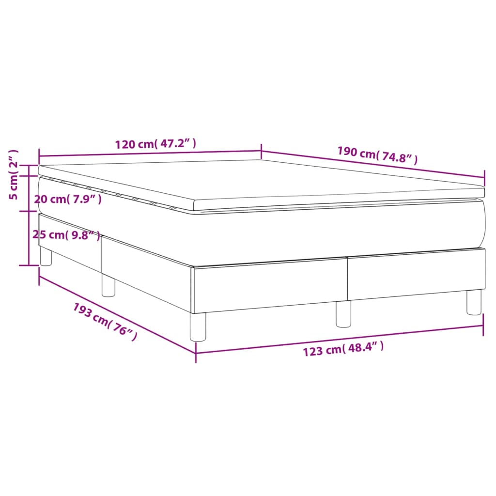 vidaXL Pat box spring cu saltea, verde închis, 120x190 cm, catifea