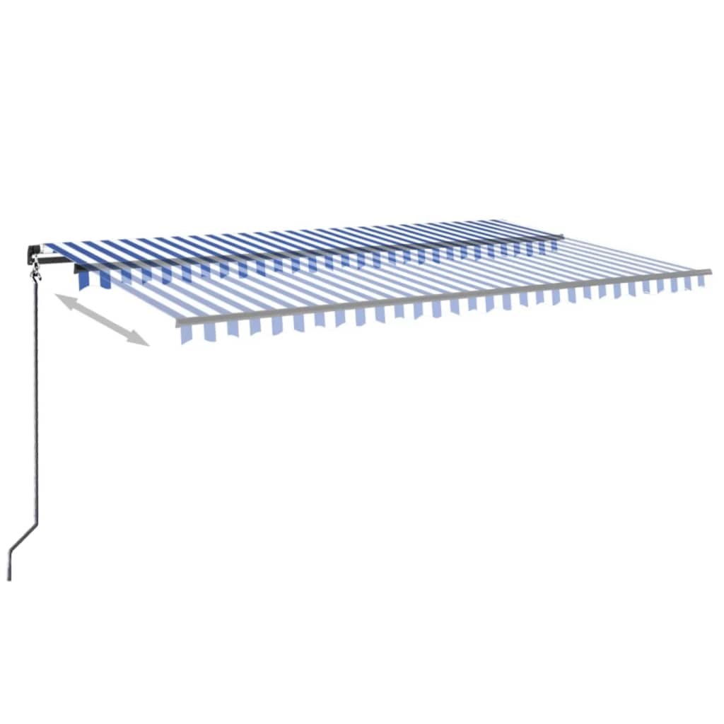 vidaXL Copertină retractabilă manual, albastru și alb, 500x350 cm