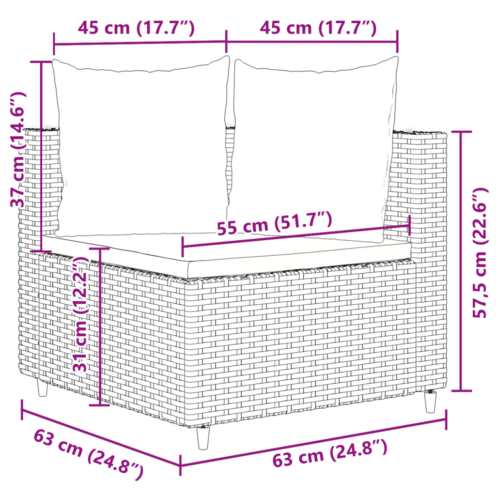 vidaXL Set canapele de grădină, 7 piese, cu perne, gri, poliratan